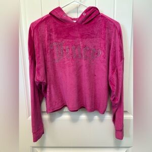 Juicy Couture Fuchsia Velour Crop Hoodie. Sparkle logo. Size Small. Y2K